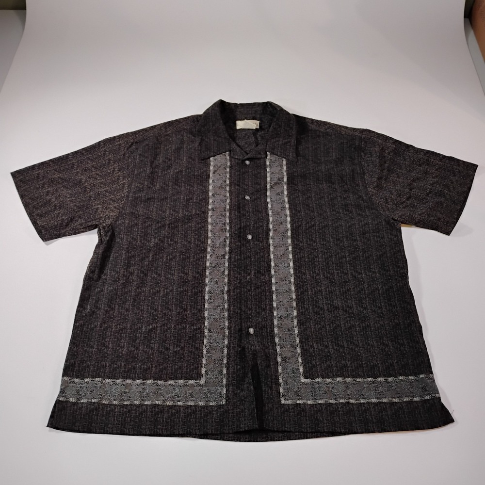 Cubavera Men's Size XL Black Short Sleeve Button Up Shirt